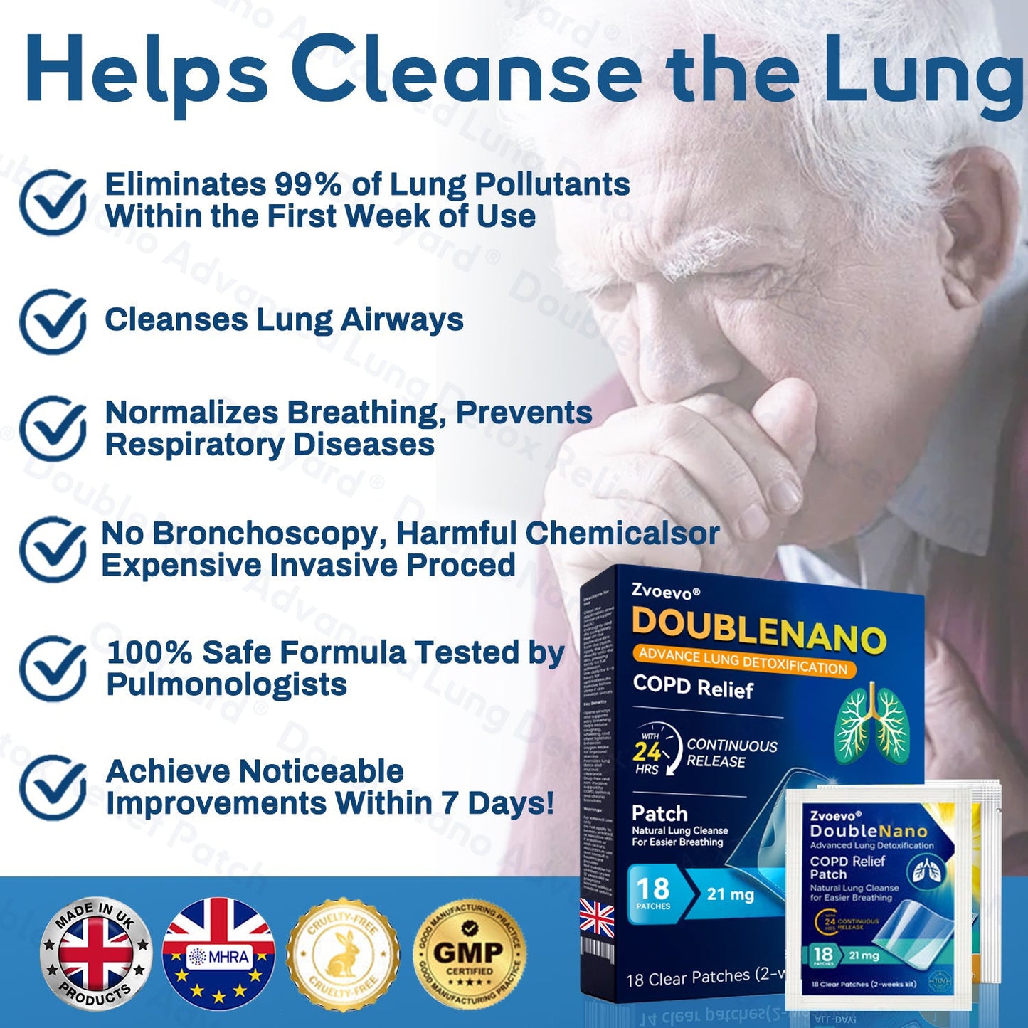 💫MHRA Approved|Zvoevo® DoubleNano COPD Relief Patch (💝 Cough, wheezing, shortness of breath, sputum, stuffy nose, bronchitis, bronchitis, allergy symptoms, lung discomfort🫁)